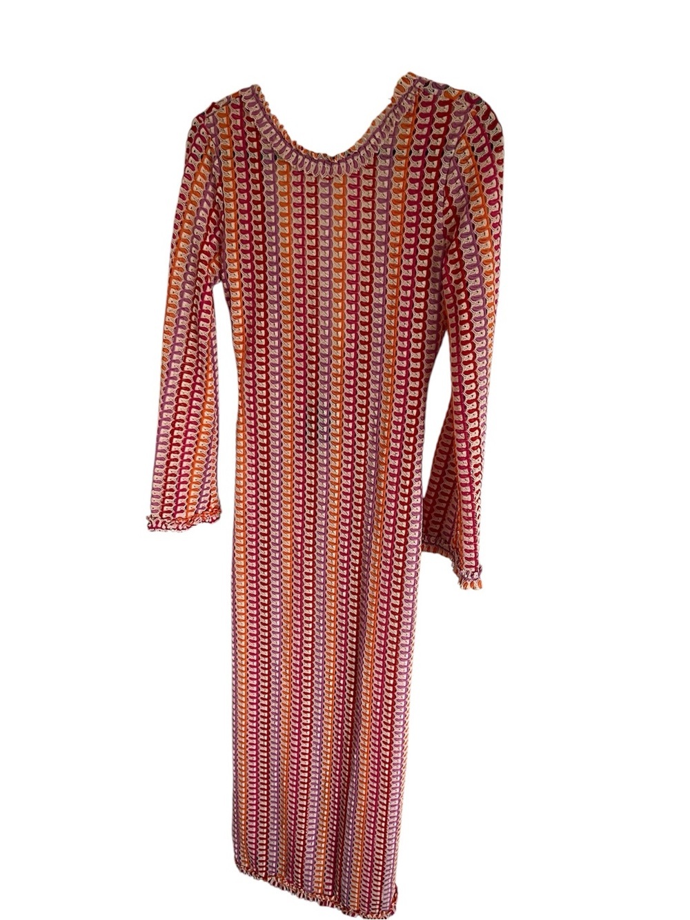 NWT BOGERE Multicolor Knit Long Sleeve Maxi Dress - Pink & Orange
